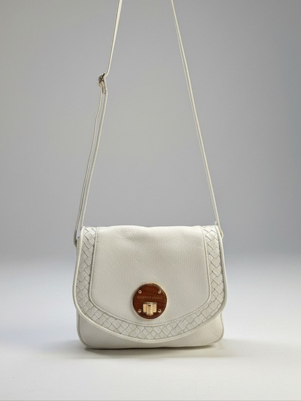 Elliott Lucca Rojo White Leather Flap Crossbody Bag